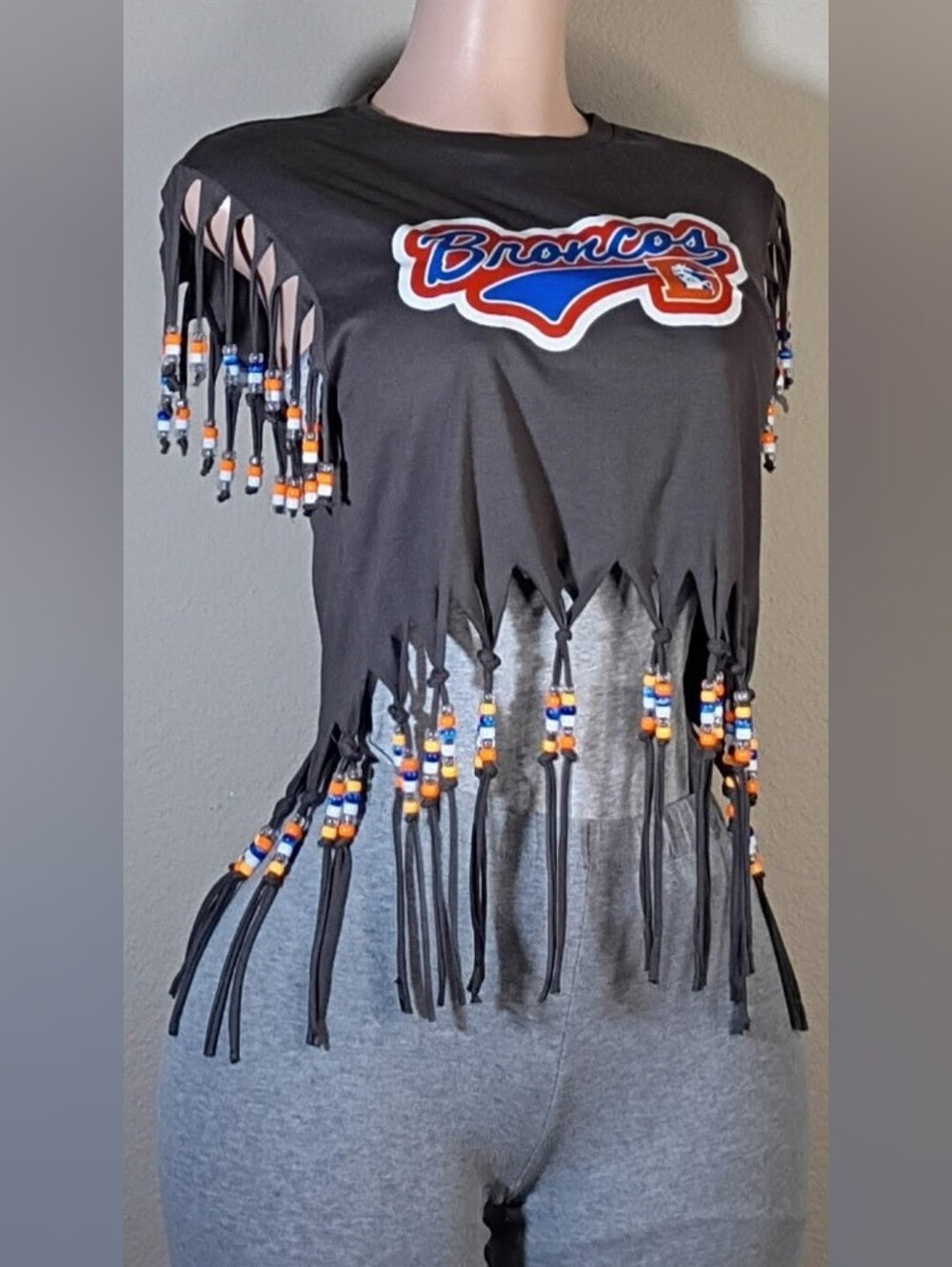 Denver Broncos Custom Fringe Tshirt - Picture 3 of 7